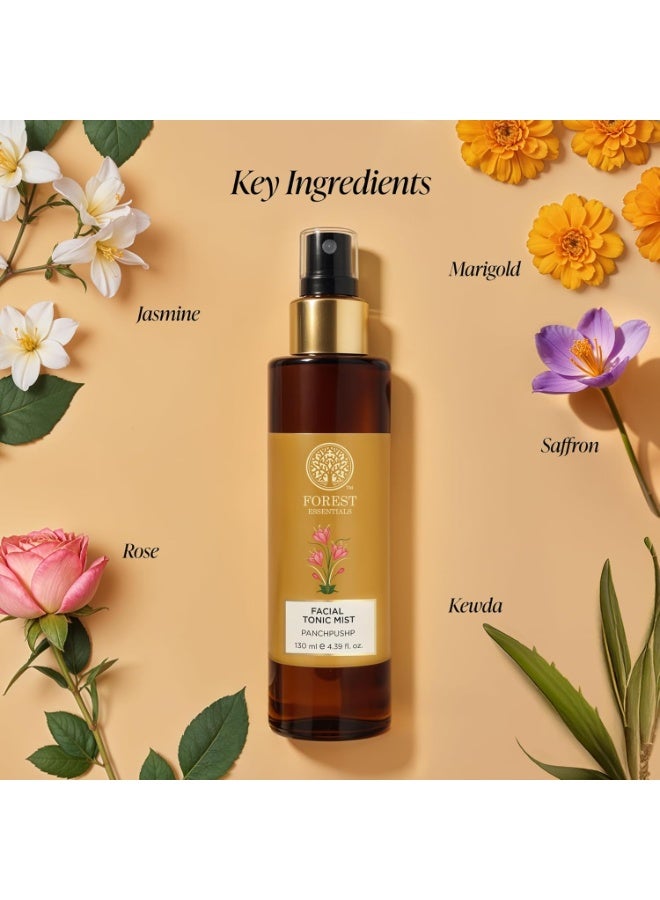 Forest Essentials Facial Tonic Mist with Panchpushp | Hydrating Steam Distilled Ayurvedic Toner with 5 Flowers for Fresh, Dewy Skin | Minimises Pores & Refreshes Skin 130ml - Image 3